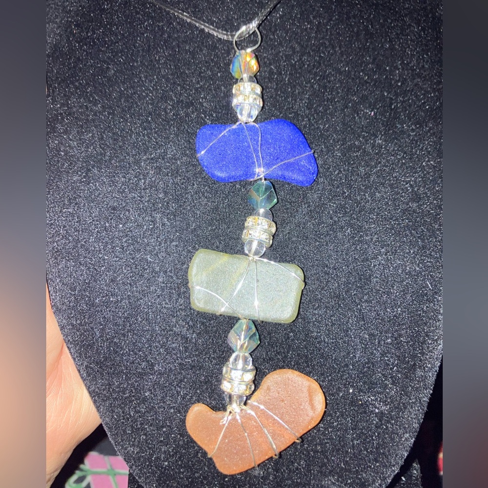 #90 handmade seaglass hanging necklace